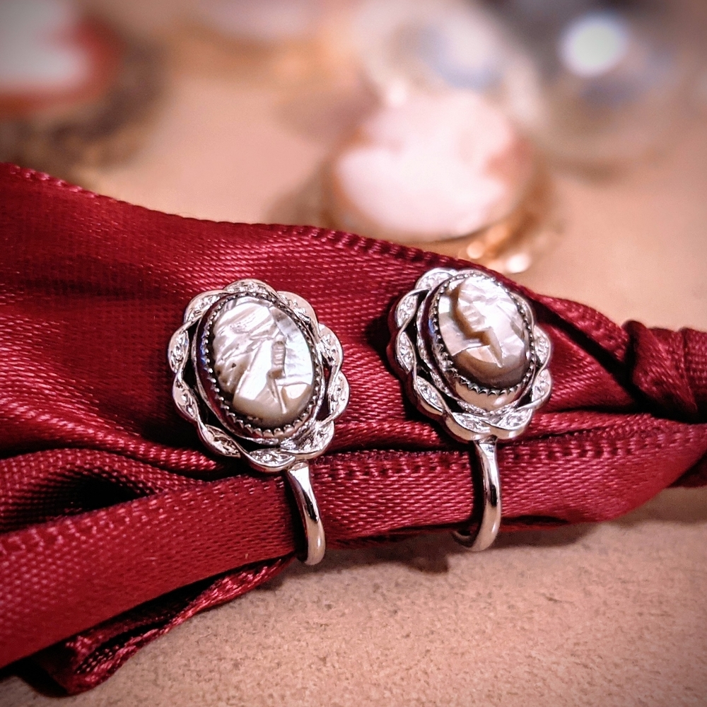 Diamond Cameo Antique Earrings